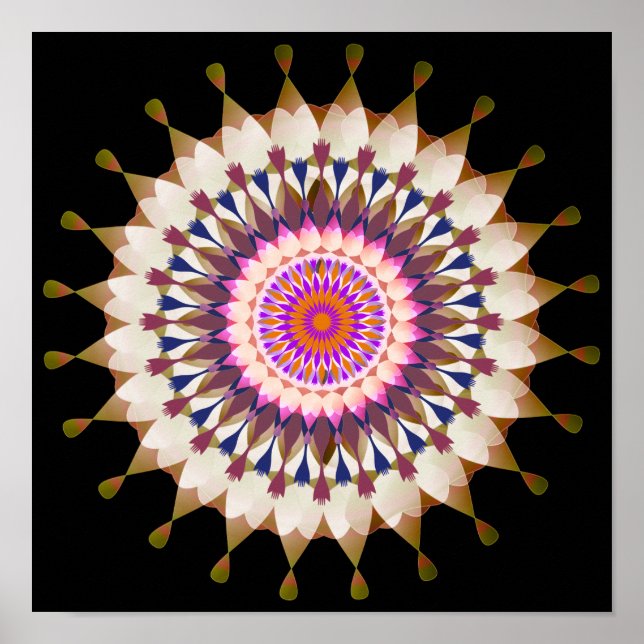 Mandala Damask Lotus Flower Art Elegant Poster (Framsidan)