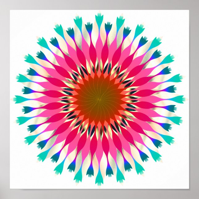 Mandala Damask Lotus Flower Art Elegant Poster (Framsidan)