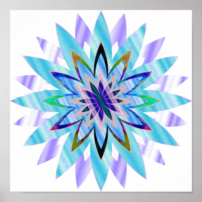 Mandala Damask Lotus Flower Art Elegant Poster (Framsidan)