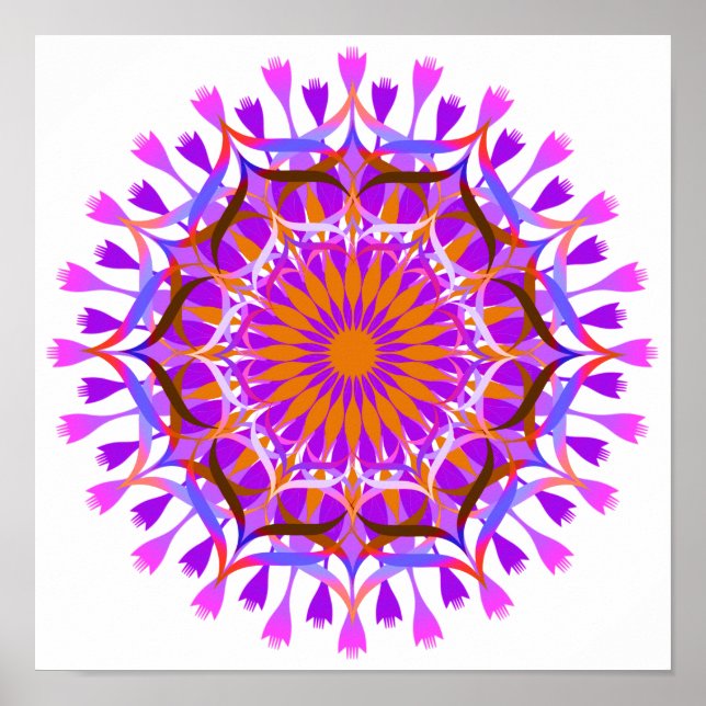 Mandala Damask Lotus Flower Art Elegant Poster (Framsidan)