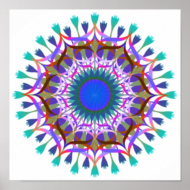 Mandala Damask Lotus Flower Art Elegant Poster (Framsidan)