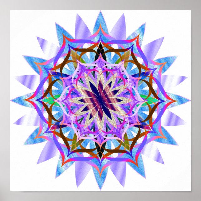 Mandala Damask Lotus Flower Art Elegant Poster (Framsidan)