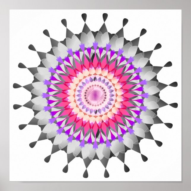 Mandala Damask Lotus Flower Art Elegant Poster (Framsidan)