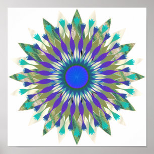 Mandala Damask Lotus Flower Art Elegant Poster