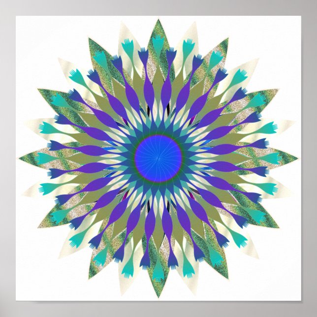 Mandala Damask Lotus Flower Art Elegant Poster (Framsidan)