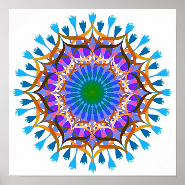 Mandala Damask Lotus Flower Art Elegant Poster (Framsidan)