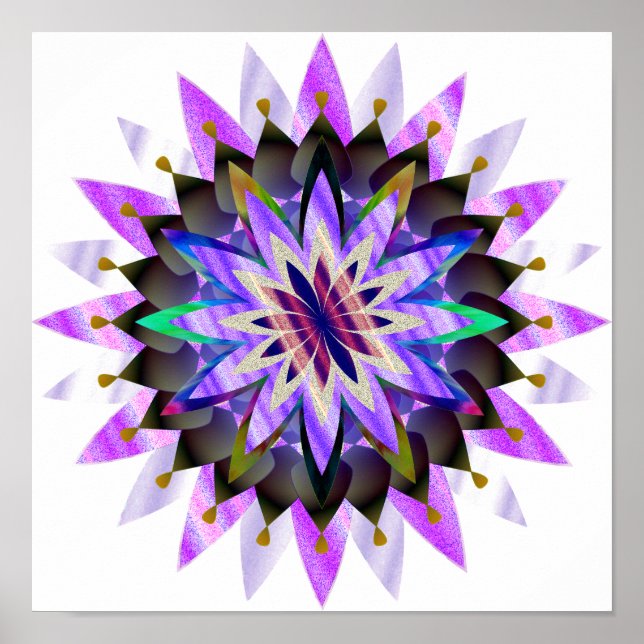 Mandala Damask Lotus Flower Art Elegant Poster (Framsidan)