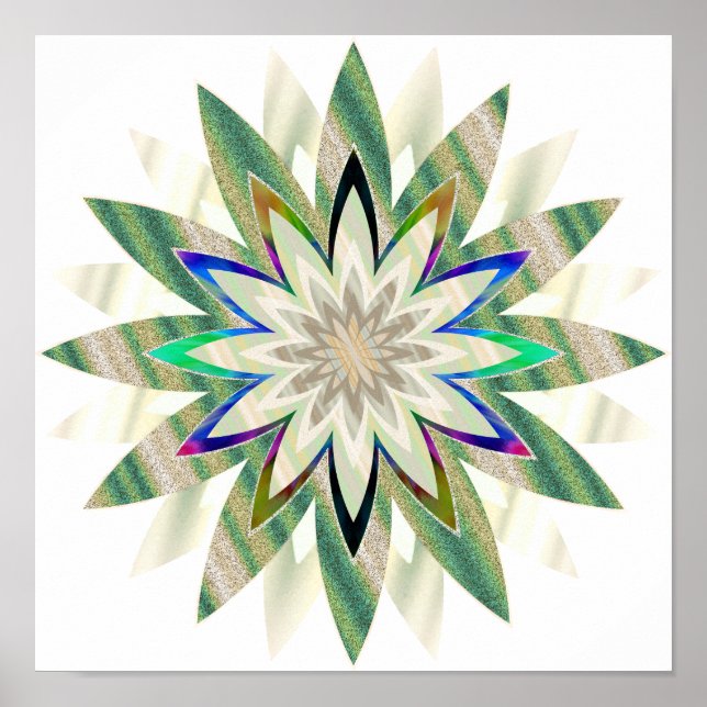 Mandala Damask Lotus Flower Art Elegant Poster (Framsidan)