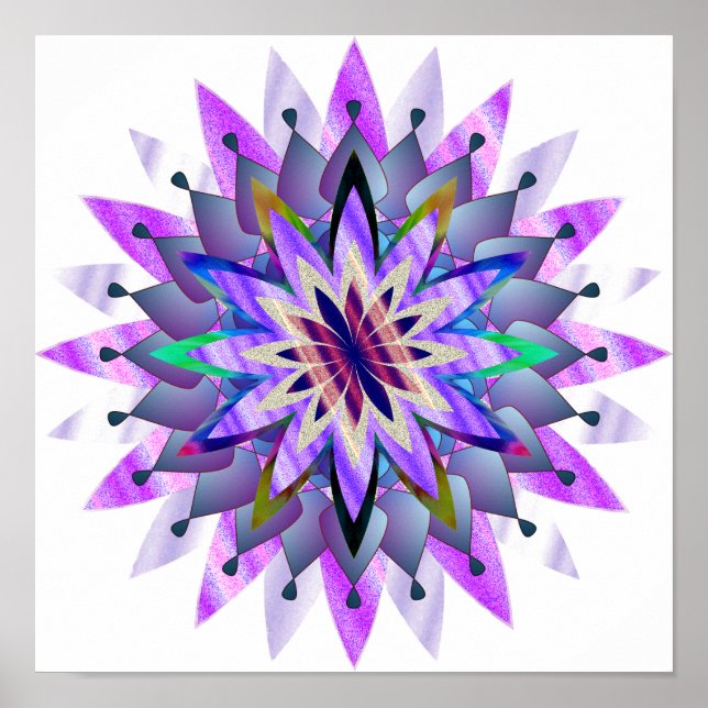 Mandala Damask Lotus Flower Art Elegant Poster (Framsidan)