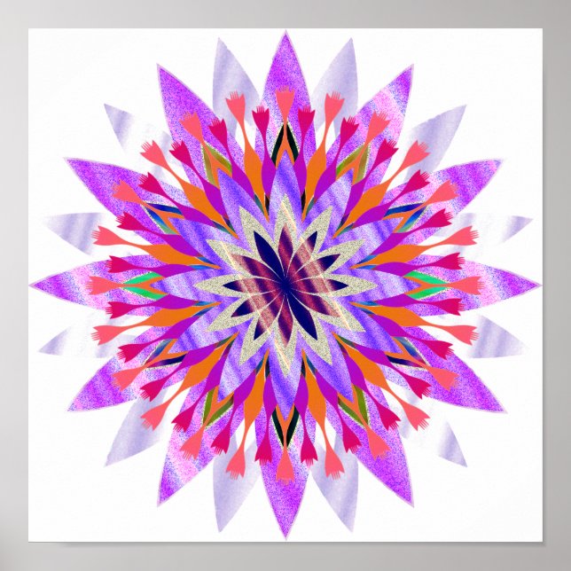 Mandala Damask Lotus Flower Art Elegant Poster (Framsidan)