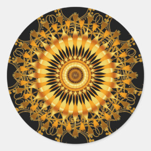 Mandala Damask Lotus Flower Art Runt Klistermärke