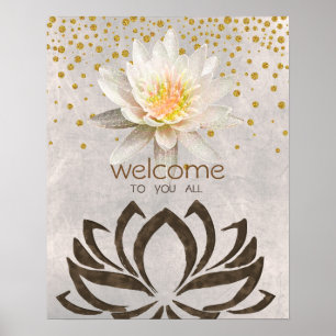 Mandala Damask Lotus Välkommen Yoga Meditation Poster