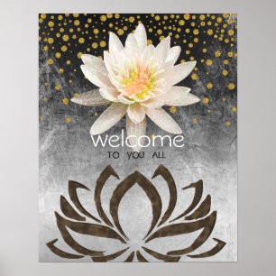 Mandala Damask Lotus Välkommen Yoga Meditation Poster
