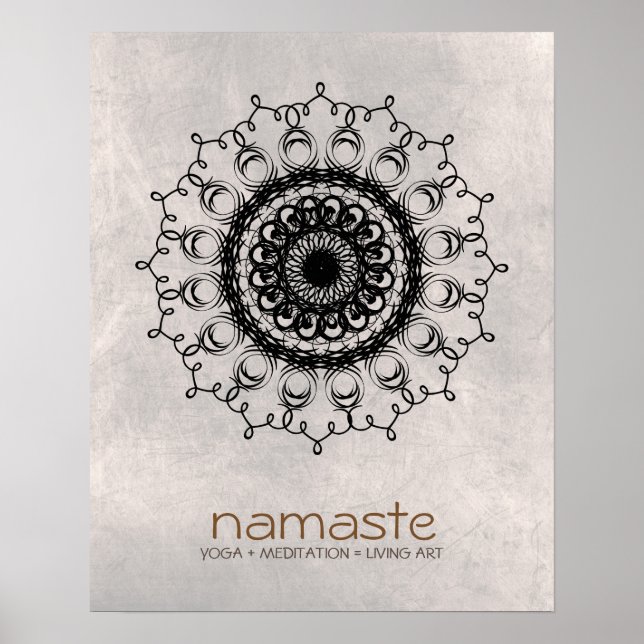 Mandala Damask Namaste Yoga Meditation Poster (Framsidan)