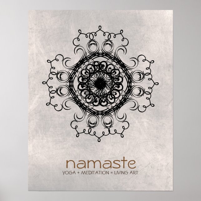 Mandala Damask Namaste Yoga Meditation Poster (Framsidan)