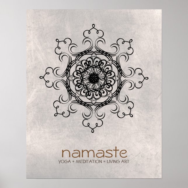 Mandala Damask Namaste Yoga Meditation Poster (Framsidan)