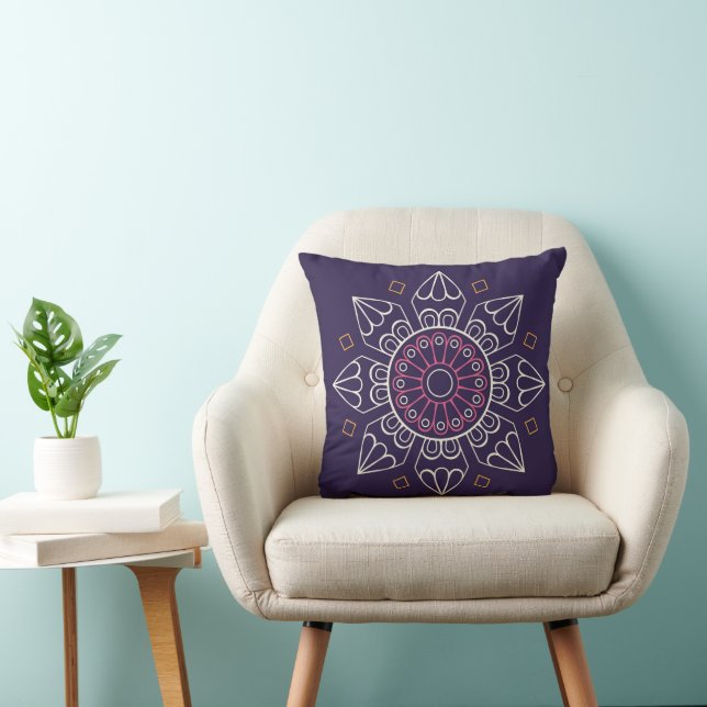Mandala Decorative Dekorativ kudde - Lila Geometri (Stol)