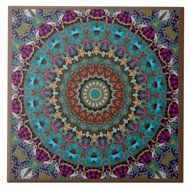 Mandala Dekorativ Keramisk Kakel (Framsidan)