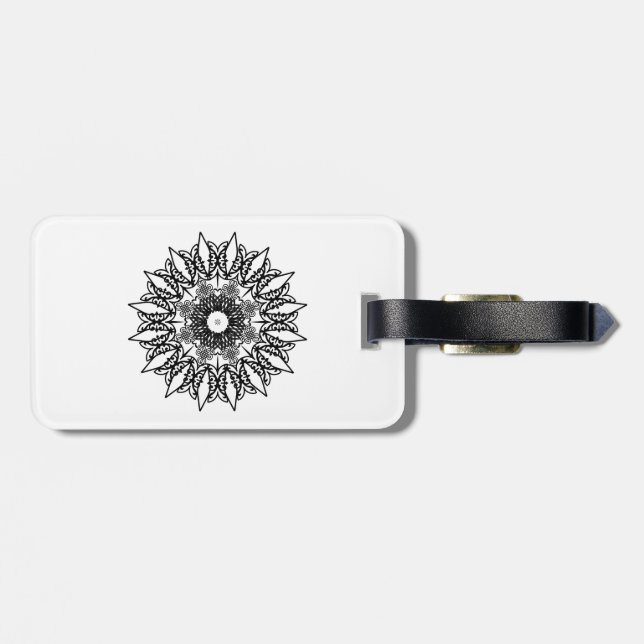  Mandala dentelle géométrique blanc cassé Bagagebricka (Baksida Vågrät)