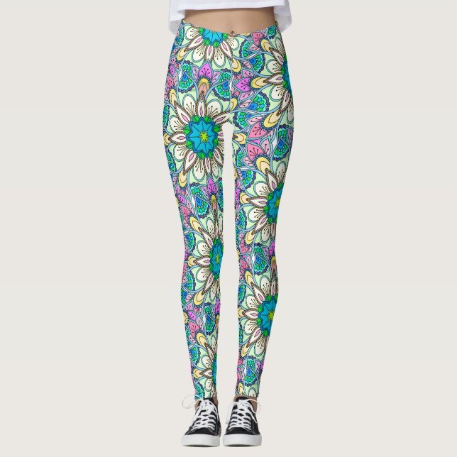 Mandala Design, Flower Power! Leggings (Framsida)