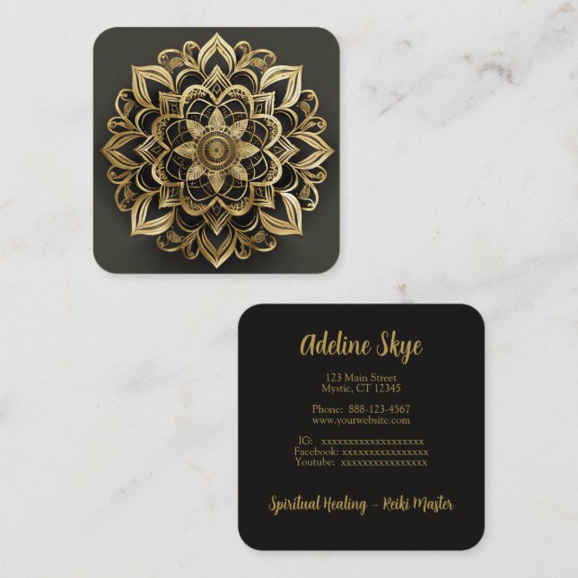 Mandala-design Fyrkantigt Visitkort (Fram/baksida)