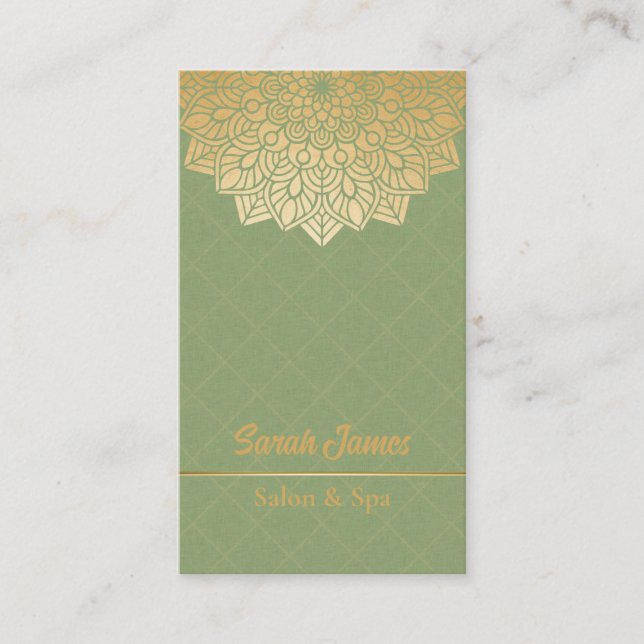 Mandala-design i guld visitkort (Framsida)