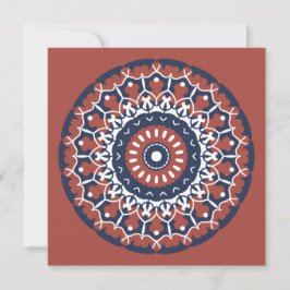Mandala Design i röd och blå färg-inbjudan Inbjudningar
