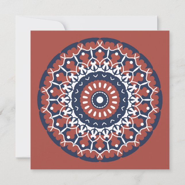Mandala Design i röd och blå färg-inbjudan Inbjudningar (Framsida)