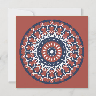 Mandala Design i röd och blå färg-inbjudan Inbjudningar