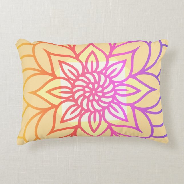 Mandala Design Light färg Prydnadskudde (Framsidan)