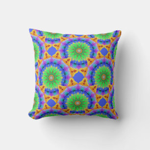Mandala Design, Neon Kaleidoscope Kudde