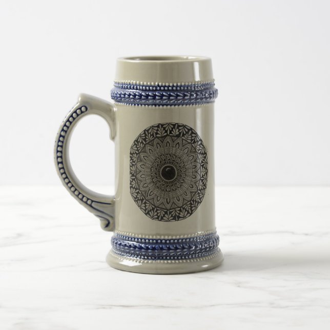 mandala-design på ölmugg sejdel (Vänster)