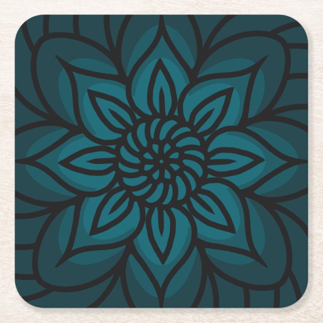 Mandala Design Paper Coaster Underlägg Papper Kvadrat (Framsidan)