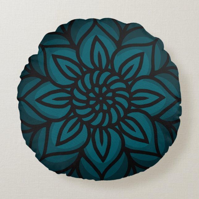 Mandala Design Round Pillow Rund Kudde (Framsidan)