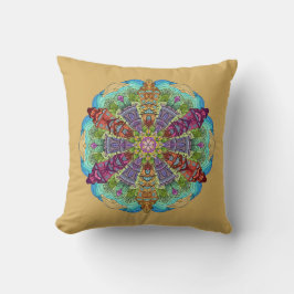 Mandala Design, VIctorian Homes, Aqua/Tan Kudde