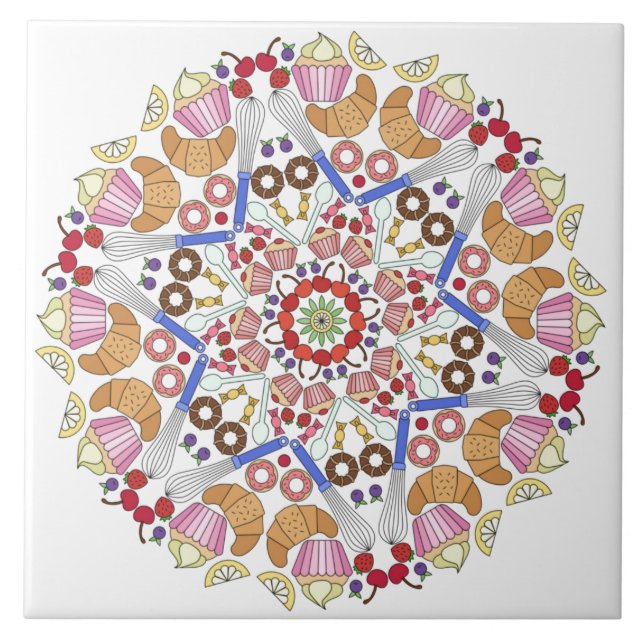 Mandala Design, Whimsical Kitchen Kakelplatta (Framsidan)