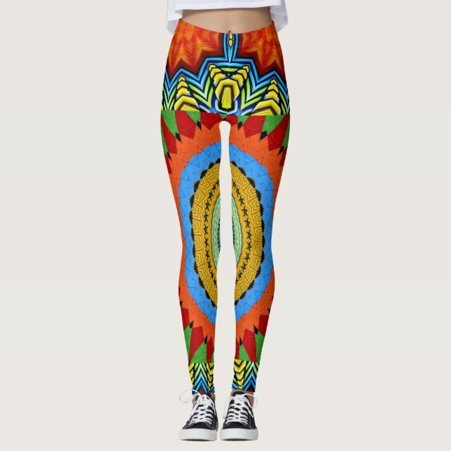 MANDALA DESIGNER COLLAGE (stor ) Leggings (Framsida)