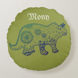 Mandala Dinosaur Art Round cushion Rund Kudde