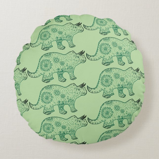 Mandala dinosaur konst rund kudde (Framsidan)