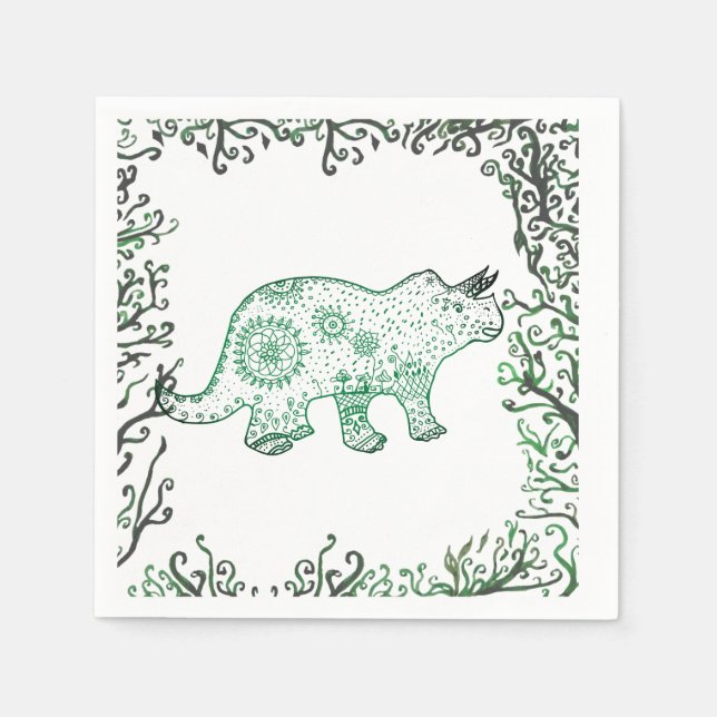 Mandala Dinosaur Papper Napkins Pappersservett (Framsidan)