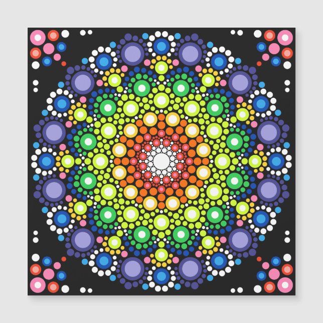 Mandala Dot Fractal Retro Hippie Trippy Dots Card (Framsida)