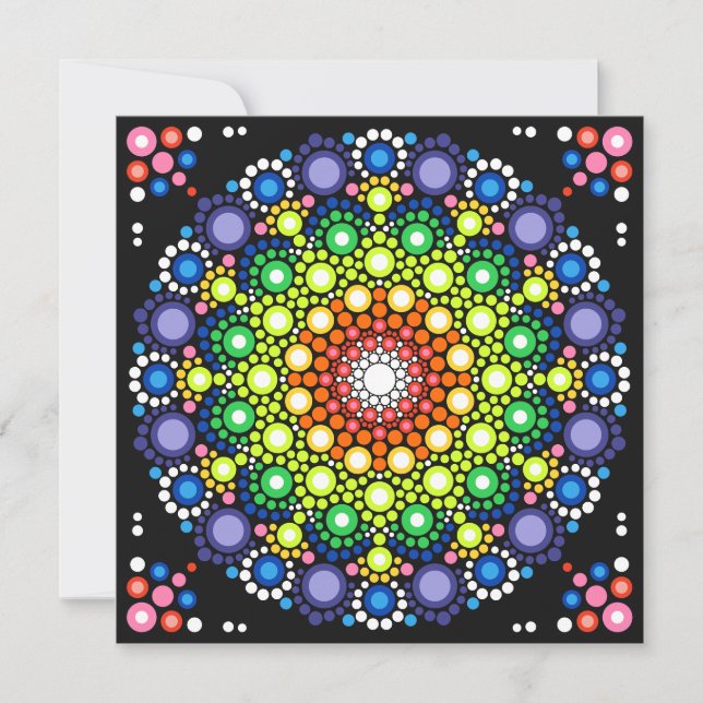Mandala Dot Fractal Retro Hippie Trippy Dots Inbjudningar (Framsida)
