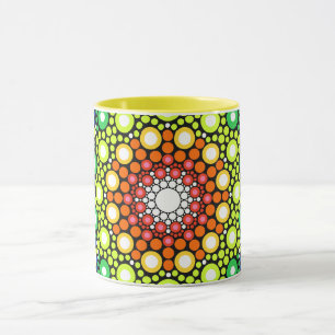 Mandala Dot Fractal Retro Hippie Trippy Dots Mugg