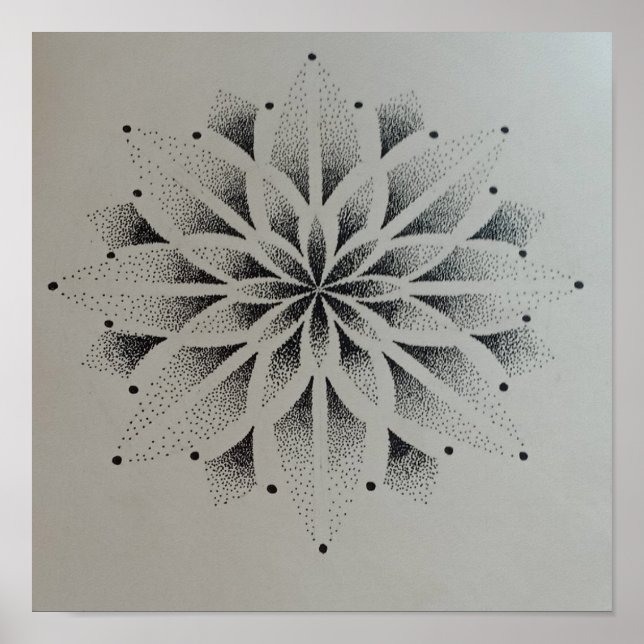 mandala dotwork modern zwart wit strak poster (Framsidan)