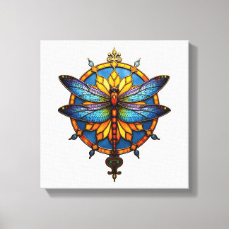Mandala Dragonfly Luminous Sacred Geometry Spiritu Canvastryck