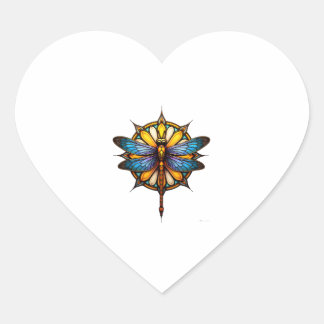 Mandala Dragonfly Luminous Sacred Geometry Spiritu Hjärtformat Klistermärke