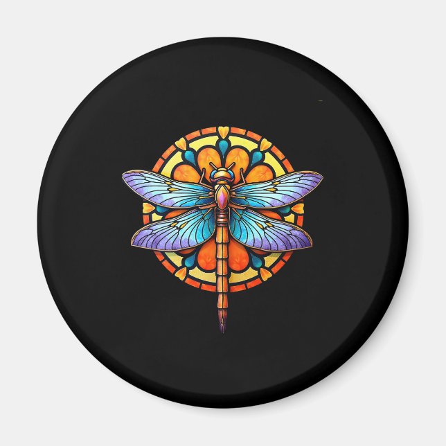 Mandala Dragonfly Luminous Sacred Geometry Spiritu Magnet (Framsidan)