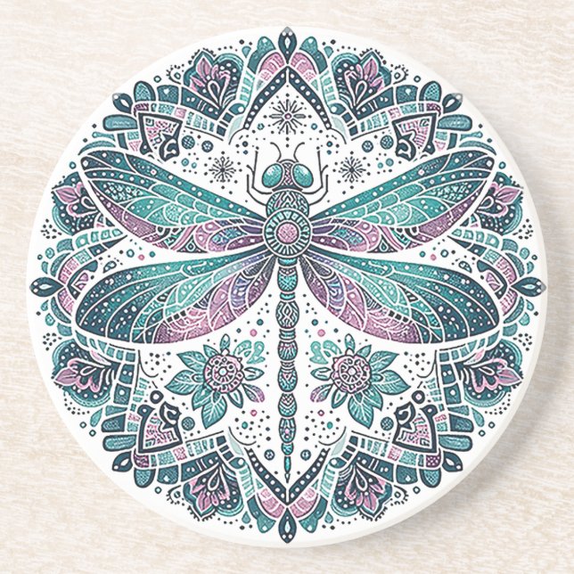 Mandala Dragonfly Sandstone Underlägg (Framsidan)