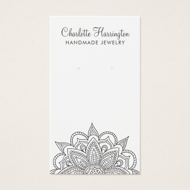 Mandala Earring Jewelry Visning Card Visitkort (Framsidan)