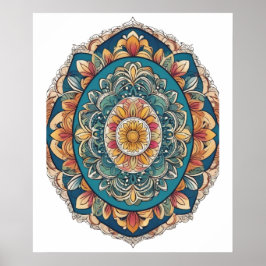 Mandala Egg - Intricate Boho Blommigt Design Poster